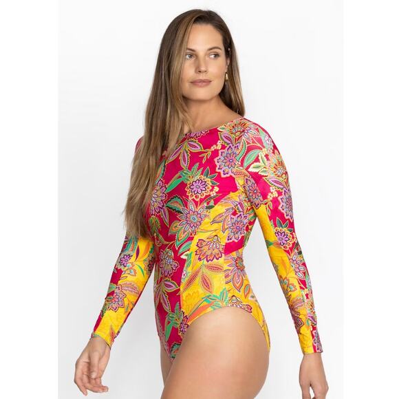 Johnny Was Other - JOHNNY WAS Flamingo Mix Surf Cut-Out One Piece Swimsuit Plus Size 3X NWT $248